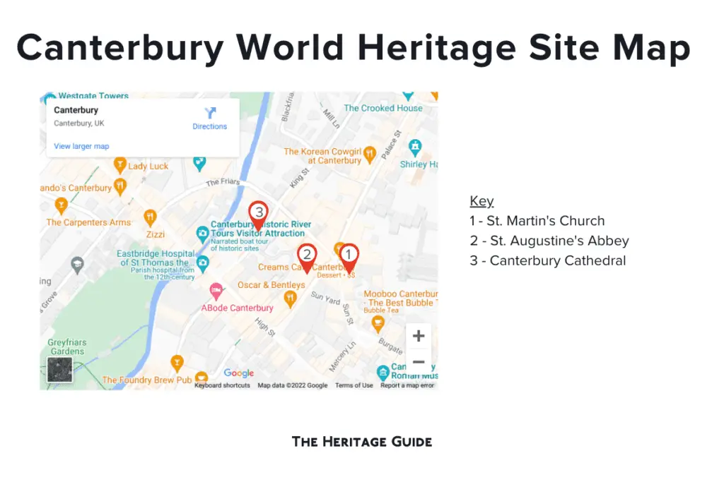 Canterbury World Heritage Site map